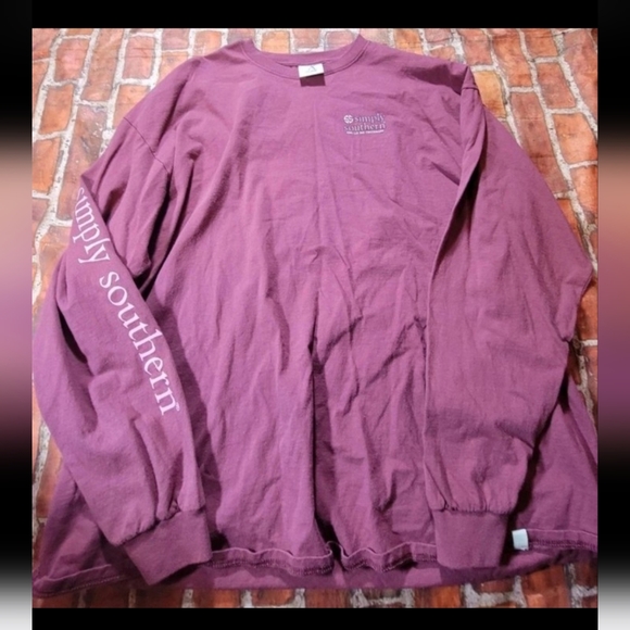 Simply Southern Life is Purrfect Maroon Long Sleeve Shirt Womens XXL Cats Bike - Picture 2 of 2